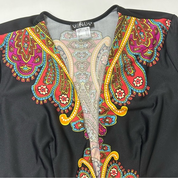 Venus Black V Neck Bell Sleeve Plunging Dress XS - Picture 4 of 13